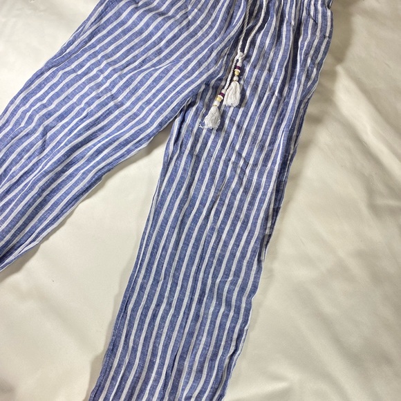 Free people M striped pants blue and white rope detail beachy - Picture 2 of 5